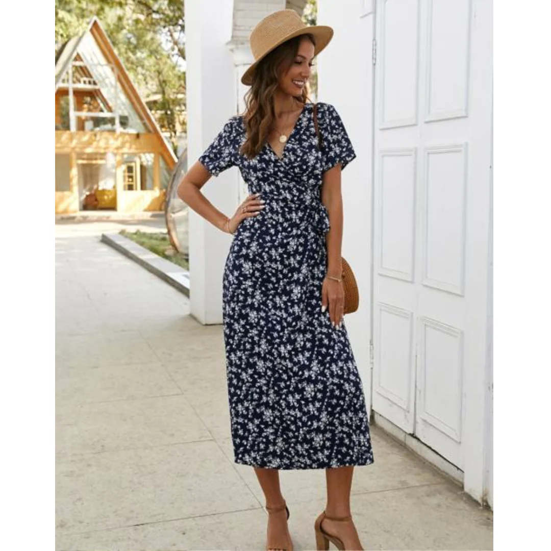 Levoire | Robe midi à nouer pour femmes Bleu marine
