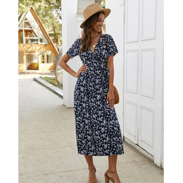 Levoire | Robe midi à nouer pour femmes Bleu marine