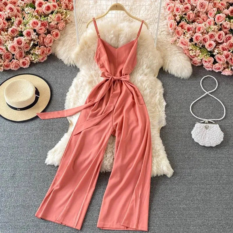 Levoire | Combinaison décontractée unie avec bretelles Taille moyenne Rosa