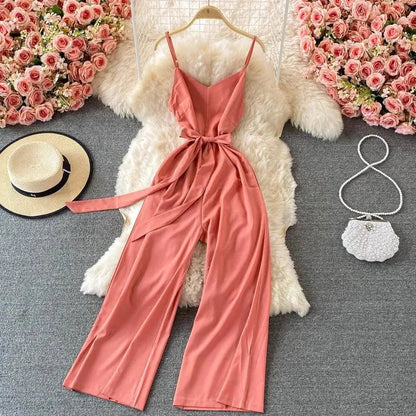 Levoire | Combinaison décontractée unie avec bretelles Taille moyenne Rosa