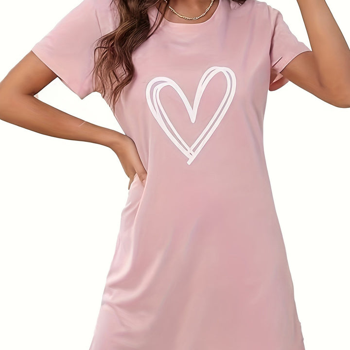 Levoire | Chemise De Nuit Avec Impression De Cœurs Et Manches Courtes Couleur rose