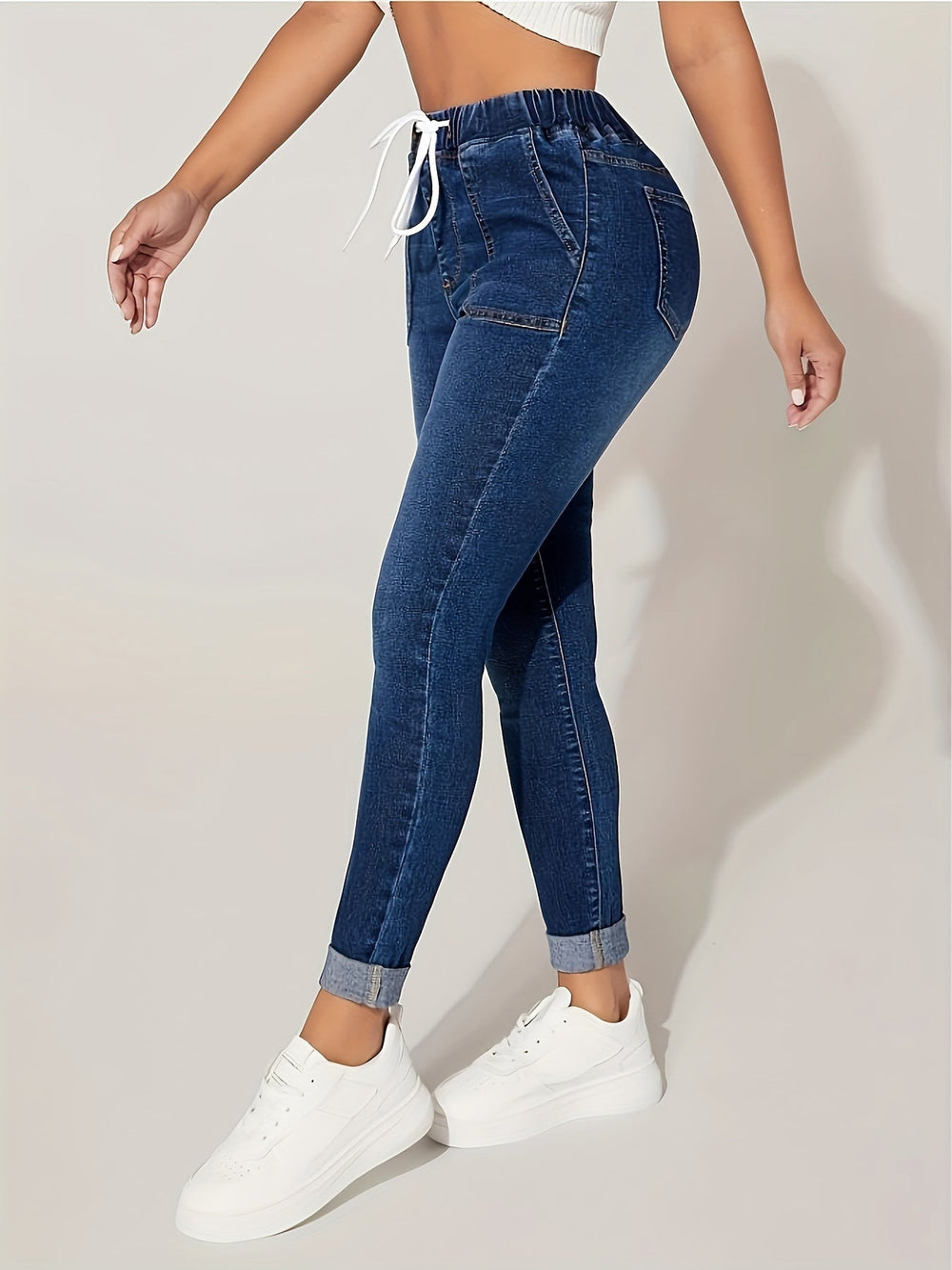 Levoire | Relaxant Fit Jeans Femmes Taille Haute Et Cordon