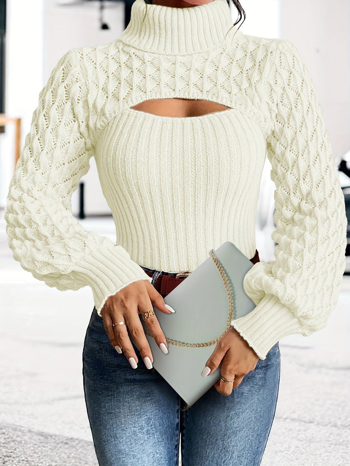 Levoire | Pull À Col Roulé Unicolore En Tricot Pointelle