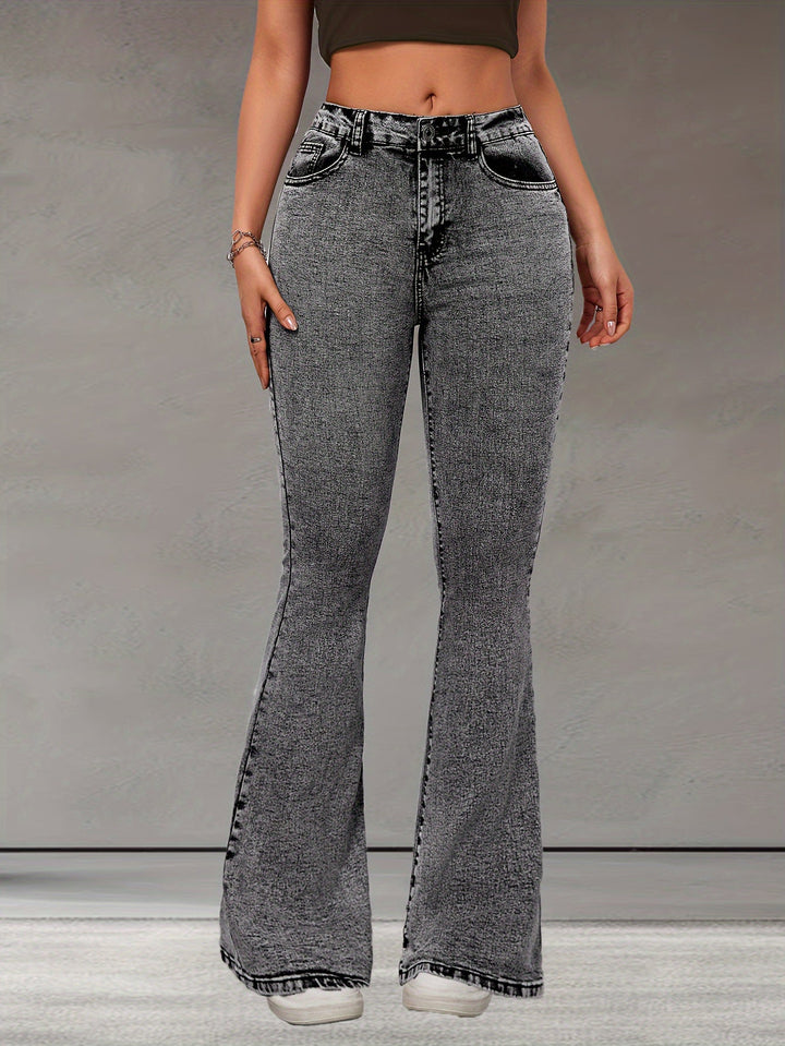 Levoire | Stretch Denim Flare Leg -Jeans Dans Une Couleur Unie Élégante gris