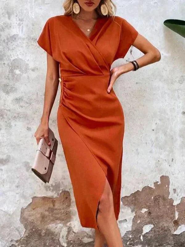 Levoire | Robe Midi Orange Pour Femmes