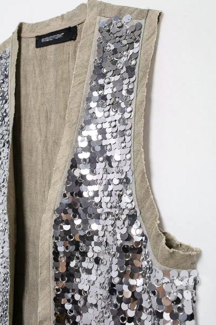 Levoire | Veste Et Mini-Jupe En Sequins Glamour En Argent