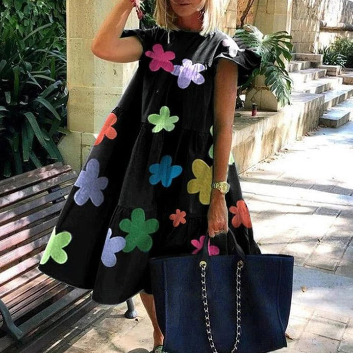 Levoire | Robe D'Été Mignonne Et Confortable Fleurs colorées noires