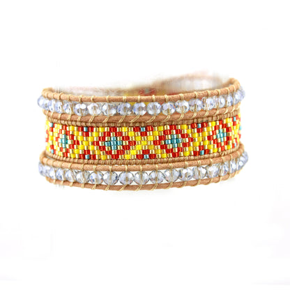 Levoire | ethnique Edyna en Cuir et Métal Rhodié et Perles de Miyuki - Livraison Offerte