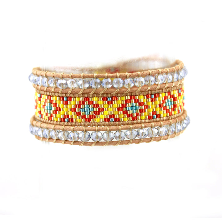 Levoire | ethnique Edyna en Cuir et Métal Rhodié et Perles de Miyuki - Livraison Offerte