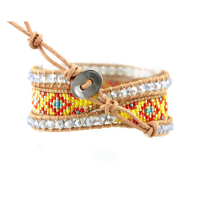 Levoire | ethnique Edyna en Cuir et Métal Rhodié et Perles de Miyuki - Livraison Offerte