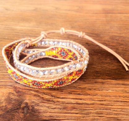 Levoire | ethnique Edyna en Cuir et Métal Rhodié et Perles de Miyuki - Livraison Offerte