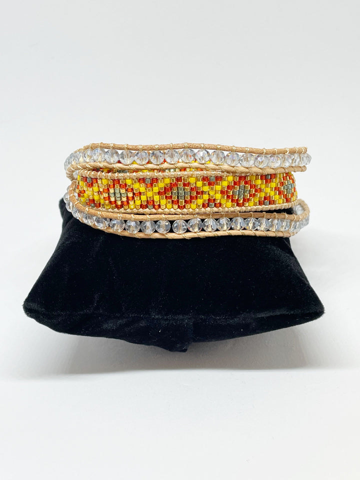 Levoire | ethnique Edyna en Cuir et Métal Rhodié et Perles de Miyuki - Livraison Offerte