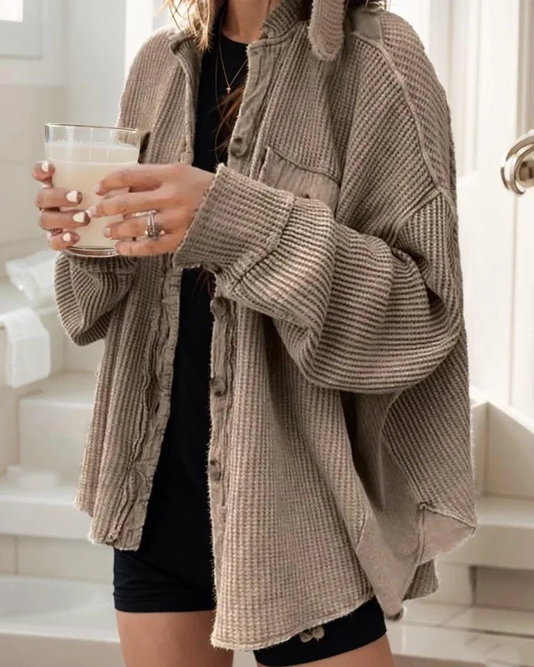 Levoire | Veste À Col Ajustable En Patchwork Chemise Irrégulière Pour Le Créateur De Tendances Moderne Braun