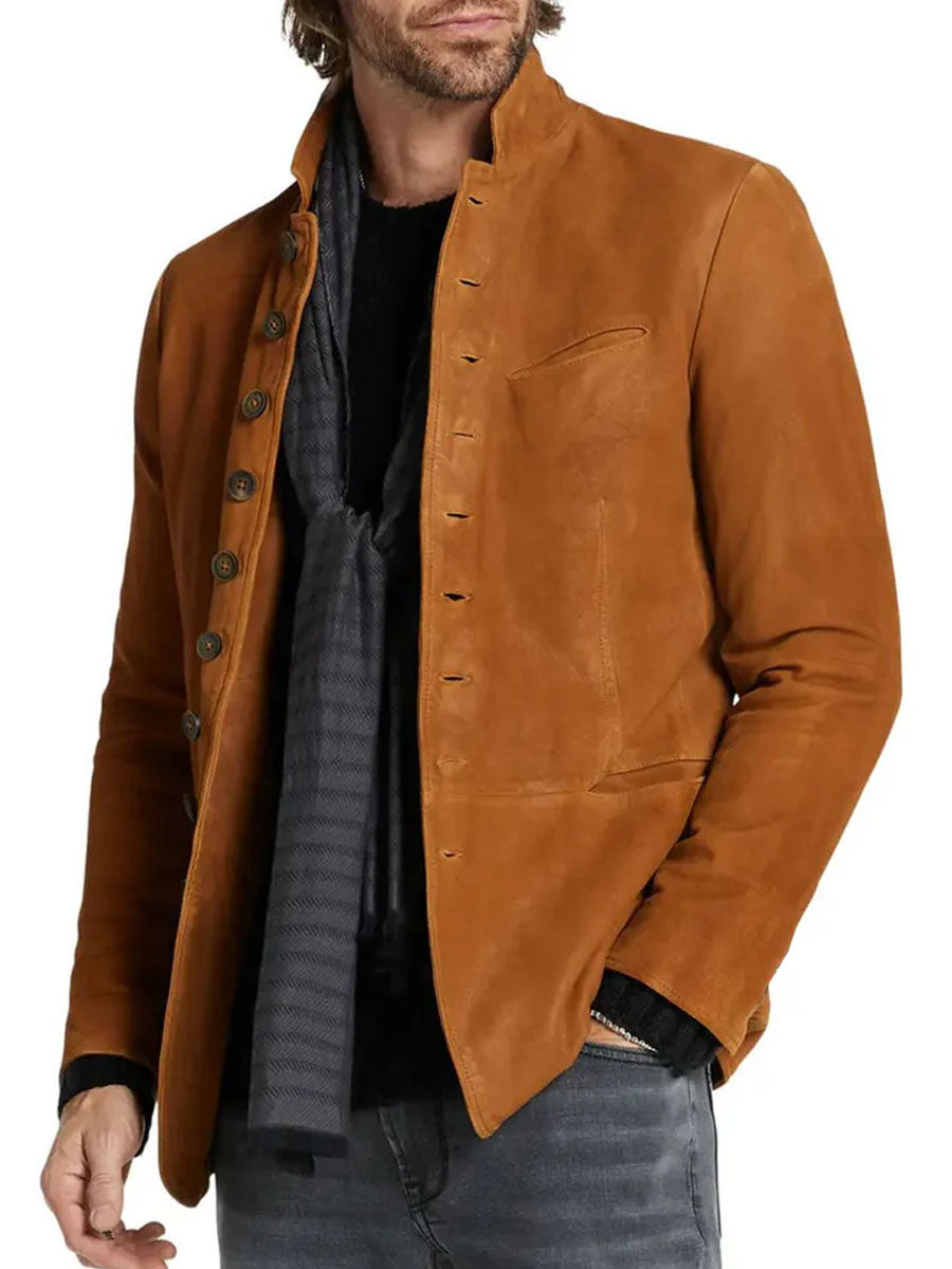 Levoire | Blazer Retro à Col Montant et Poche Loisirs Élégant Braun