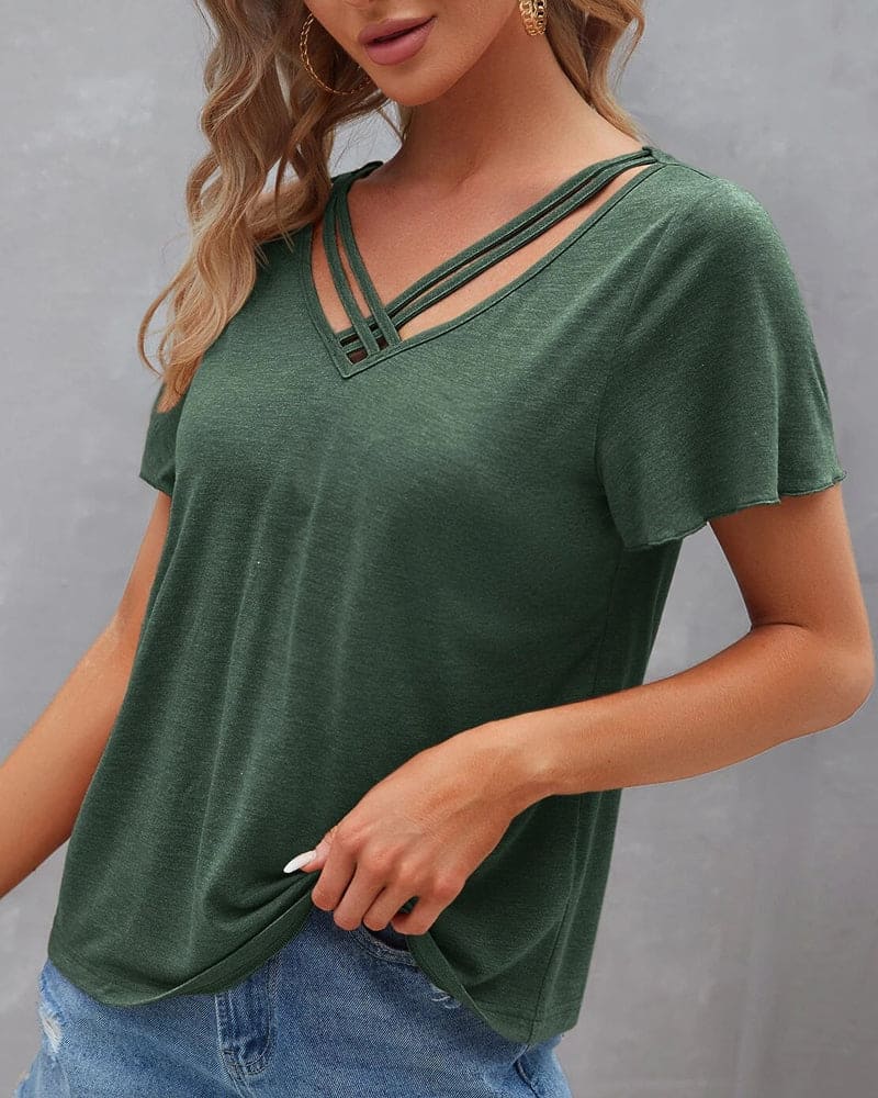 Levoire | T-Shirt Avec Un Décolleté Dans Une Couleur Unie