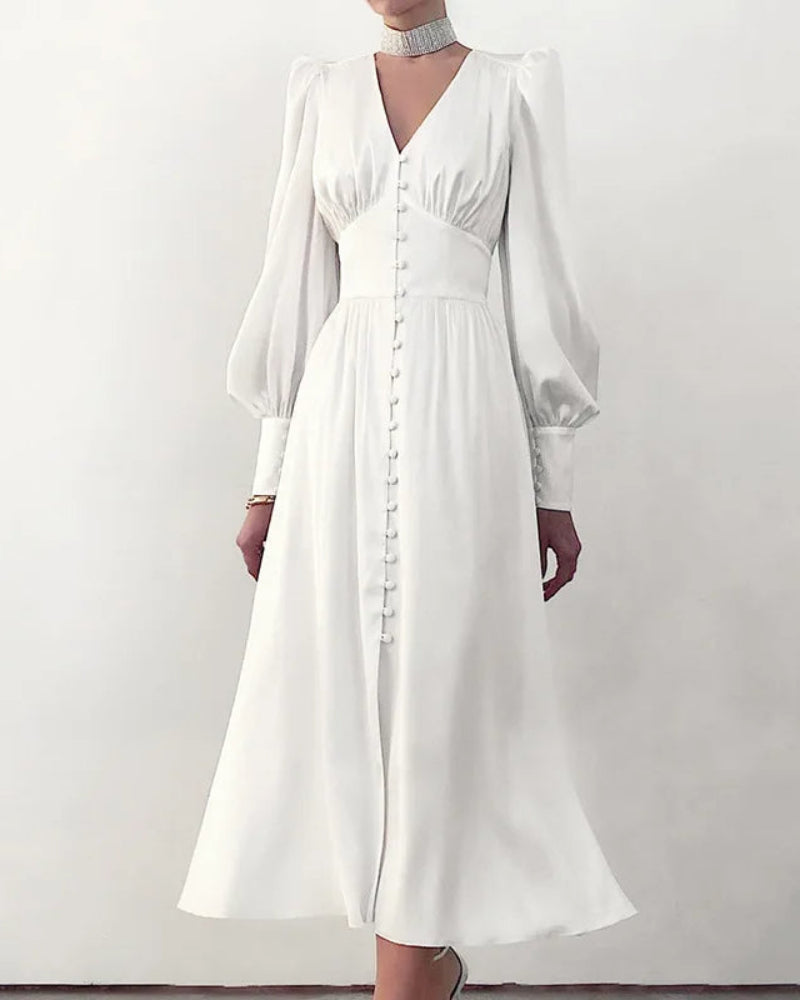 Levoire | Robe Maxi en Soie Décolleté en V pour Femmes Blanc