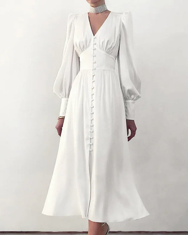 Levoire | Robe Maxi en Soie Décolleté en V pour Femmes Blanc