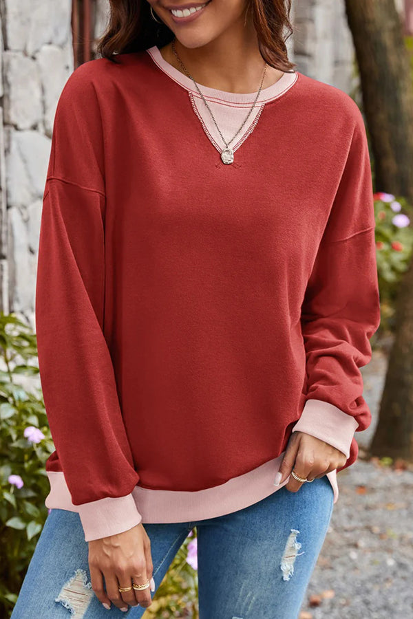 Levoire | Grande Taille Femme Sweat-Shirt Avec Blocs De Couleurs Et Manches Longues Rot