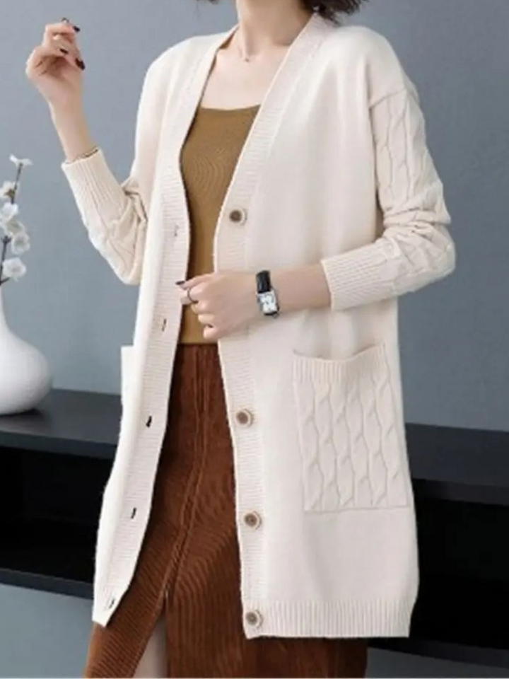 Levoire | Pull-over Femme à Boutons et Coupe Longue Blanc