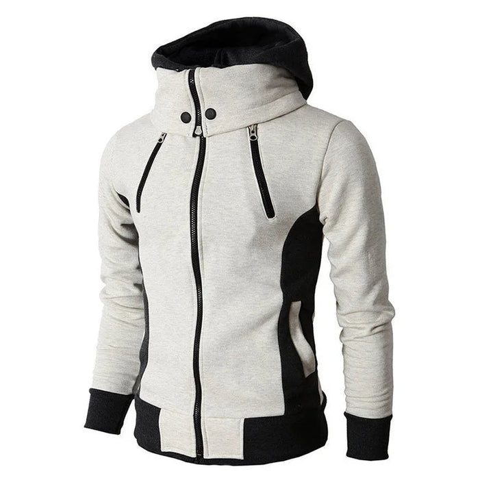 Levoire | Veste de sport en polaire slim fit avec zip et capuche pour hommes Beige