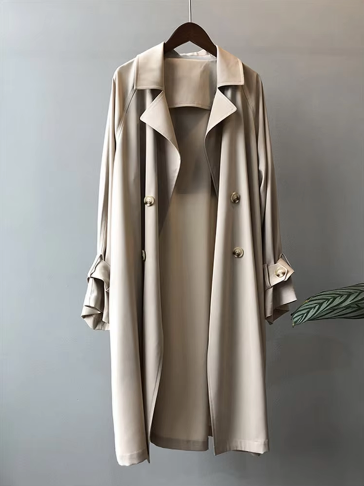 Levoire | Long Trench Coats With Shawl Collar, Buttons And Long Sleeves Abricot