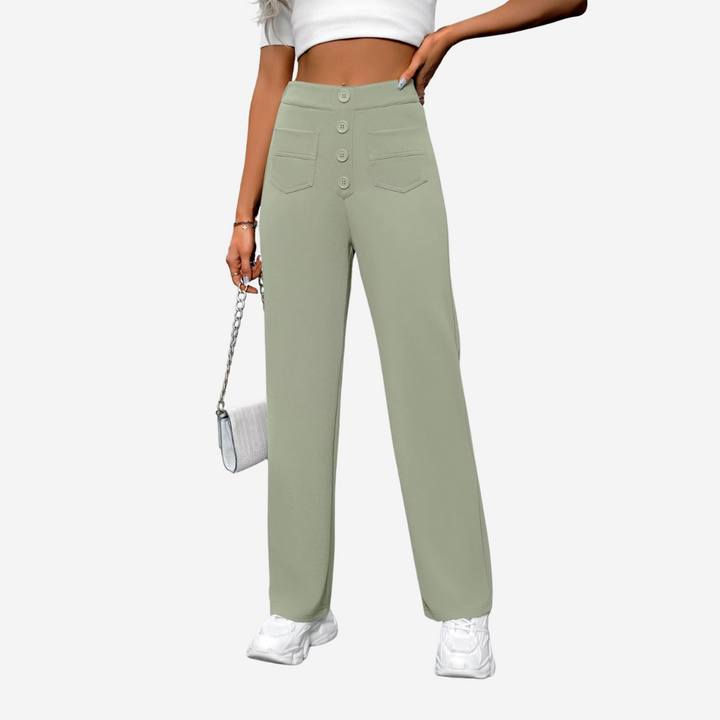 Levoire | Pantalons Droits Taille Haute Vert clair