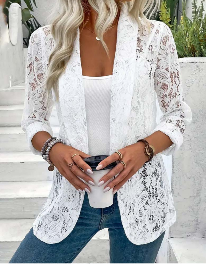 Levoire | Gilet long pour femmes blanc noir