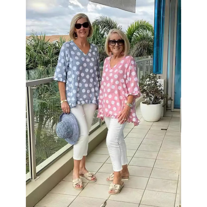 Levoire | Chemisier Élégant À Pois Pour - Femmes - Manches À Volants