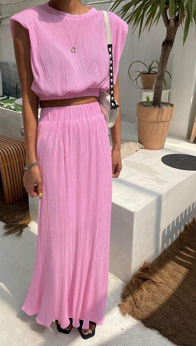 Levoire | Crop Top & Jupe Longue Rosa