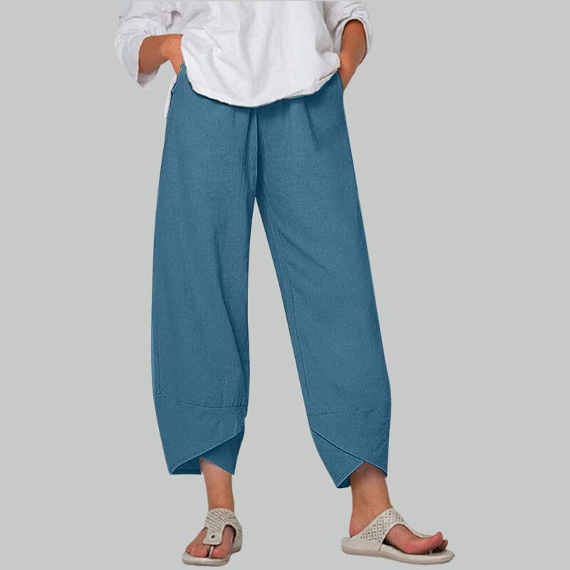 Levoire | Pantalon femme en coton léger et lin, confort d'été pour femmes Bleu foncé