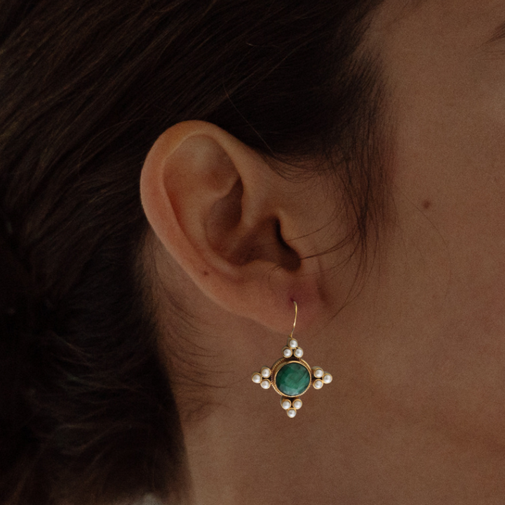 Levoire | Helmi Vin Rouge Collected Gouttes Boucles D'Oreilles Dorées