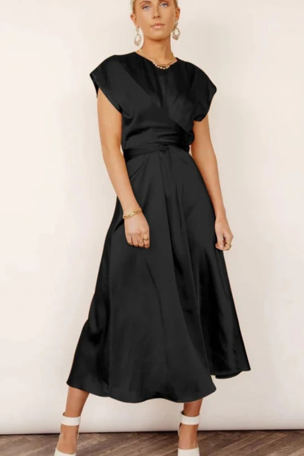 Levoire | Robe Midi Femme Robe Élégante Pour Femmes Noir