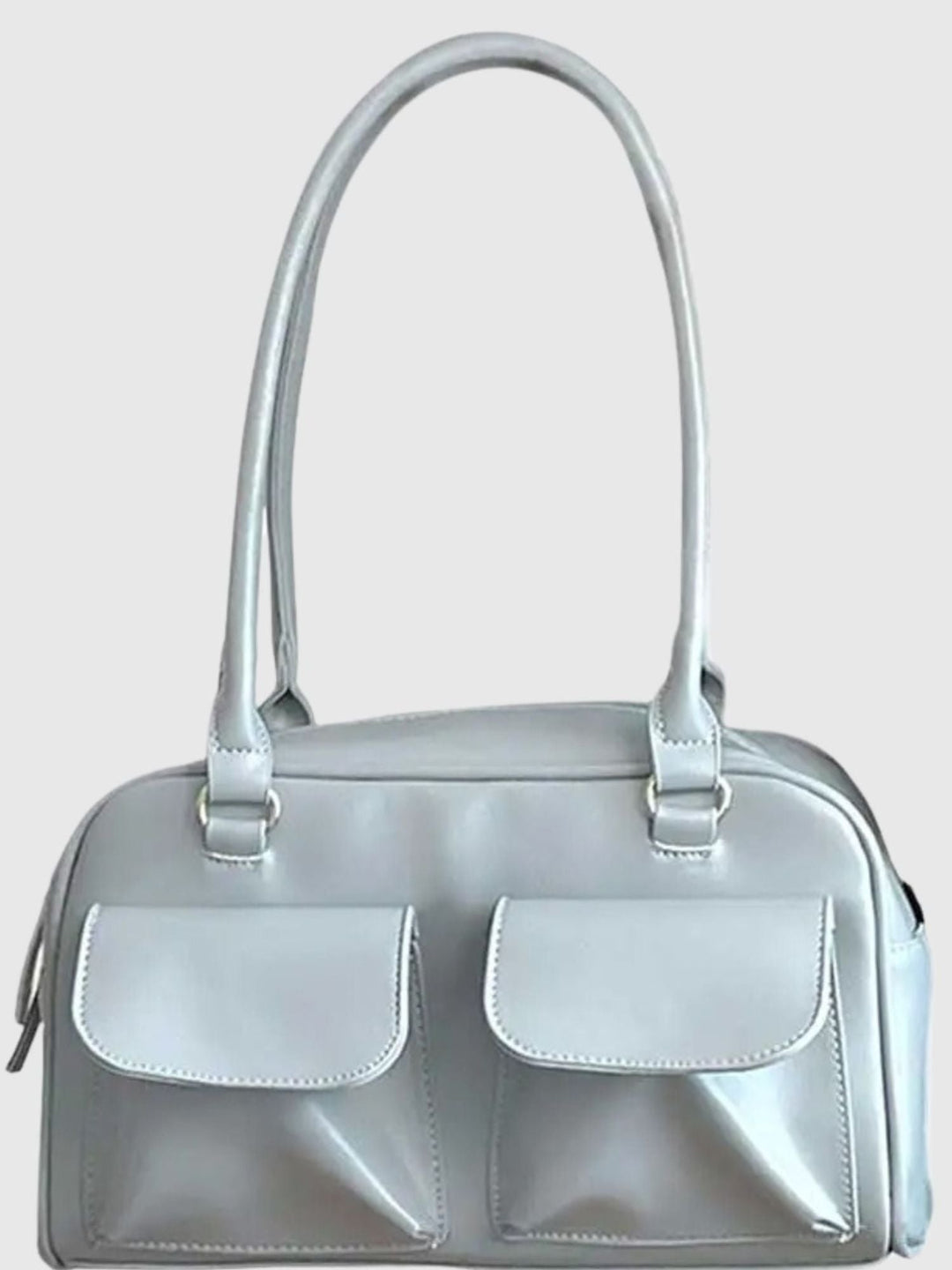 Levoire | Sac À Main En Cuir Brillant Avec Compartiments Latéraux bleu ciel