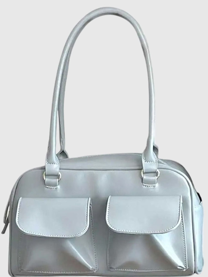 Levoire | Sac À Main En Cuir Brillant Avec Compartiments Latéraux bleu ciel