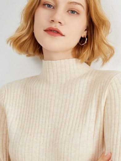 Levoire | Col Montant Mi-Long Viscose Beige