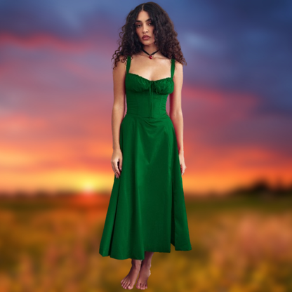 Levoire | Robe de soirée élégante à bretelles Vert Foncé