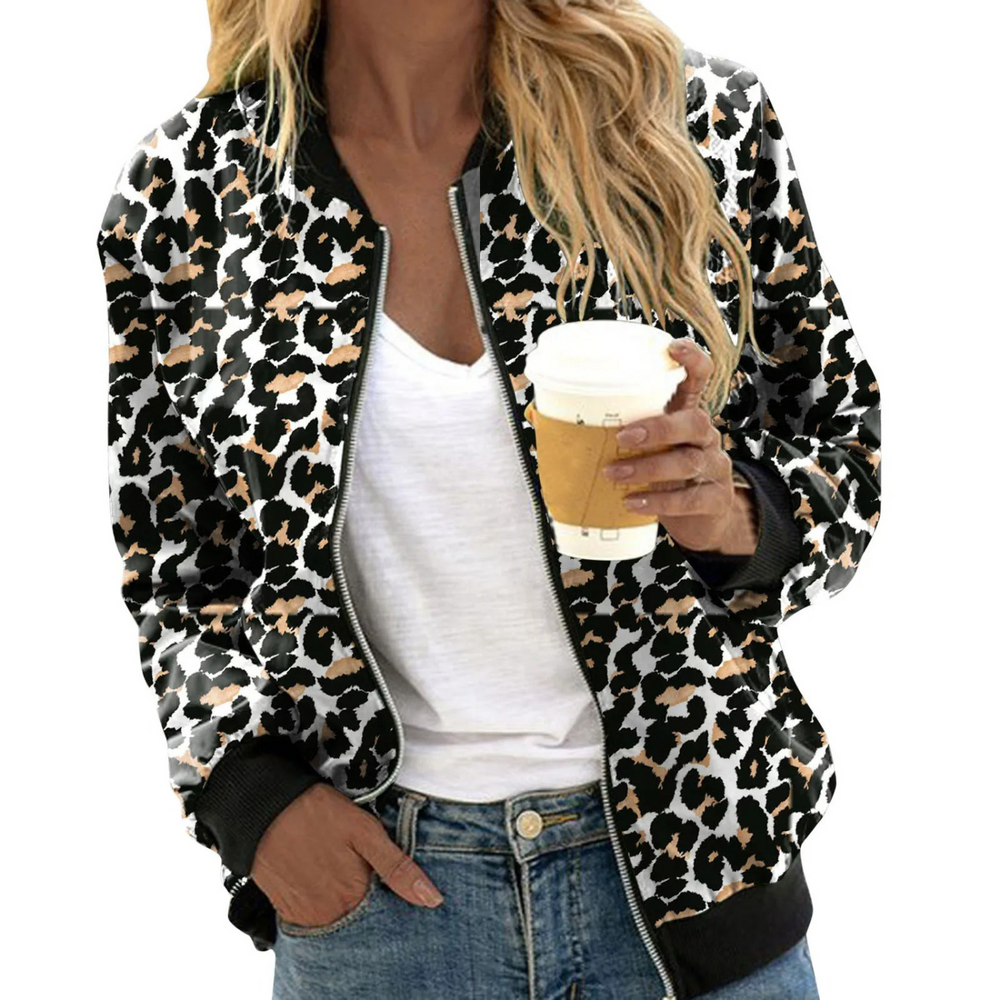 Levoire | Veste Bomber À Motif Léopard À Manches Longues Noir