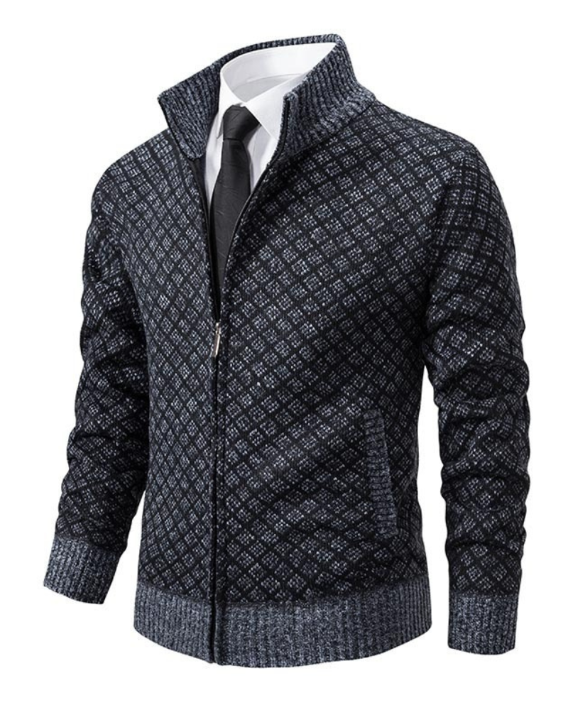Levoire | Slim Fit Veste à manches longues avec fermeture éclair gris foncé