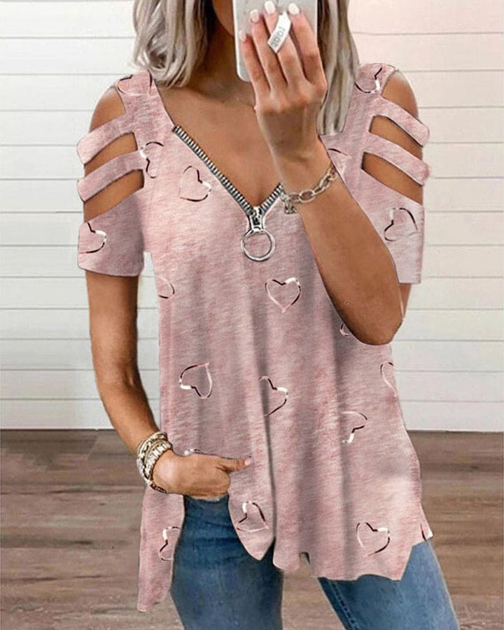 Levoire | T-Shirt Avec Impression De Cœur Et Fermeture Éclair Rosa