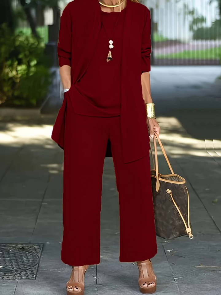 Levoire | Femmes Ensemble Élégant Trois Pièces Costume Pantalon Pour Femmes Rouge vin