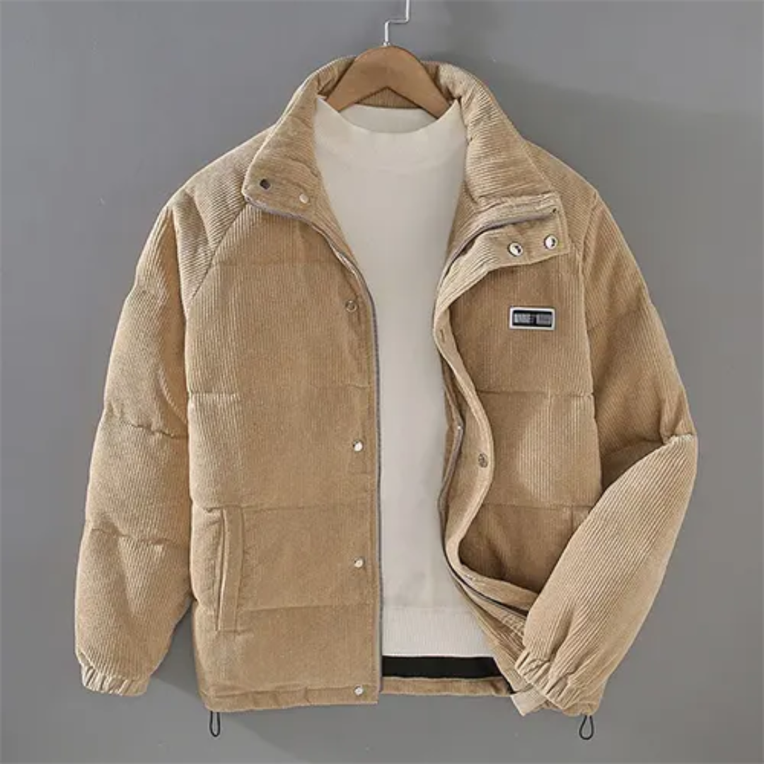 Levoire | Veste en velours côtelé rayé avec boutons décontractée Beige