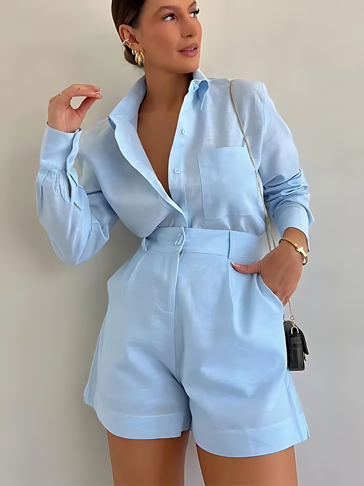 Levoire | Ensemble Short Et Chemise Compatible Bleu clair