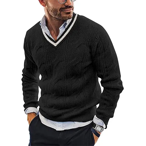 Levoire | Pull En Tricot Classique Pour Hommes Avec Col En V