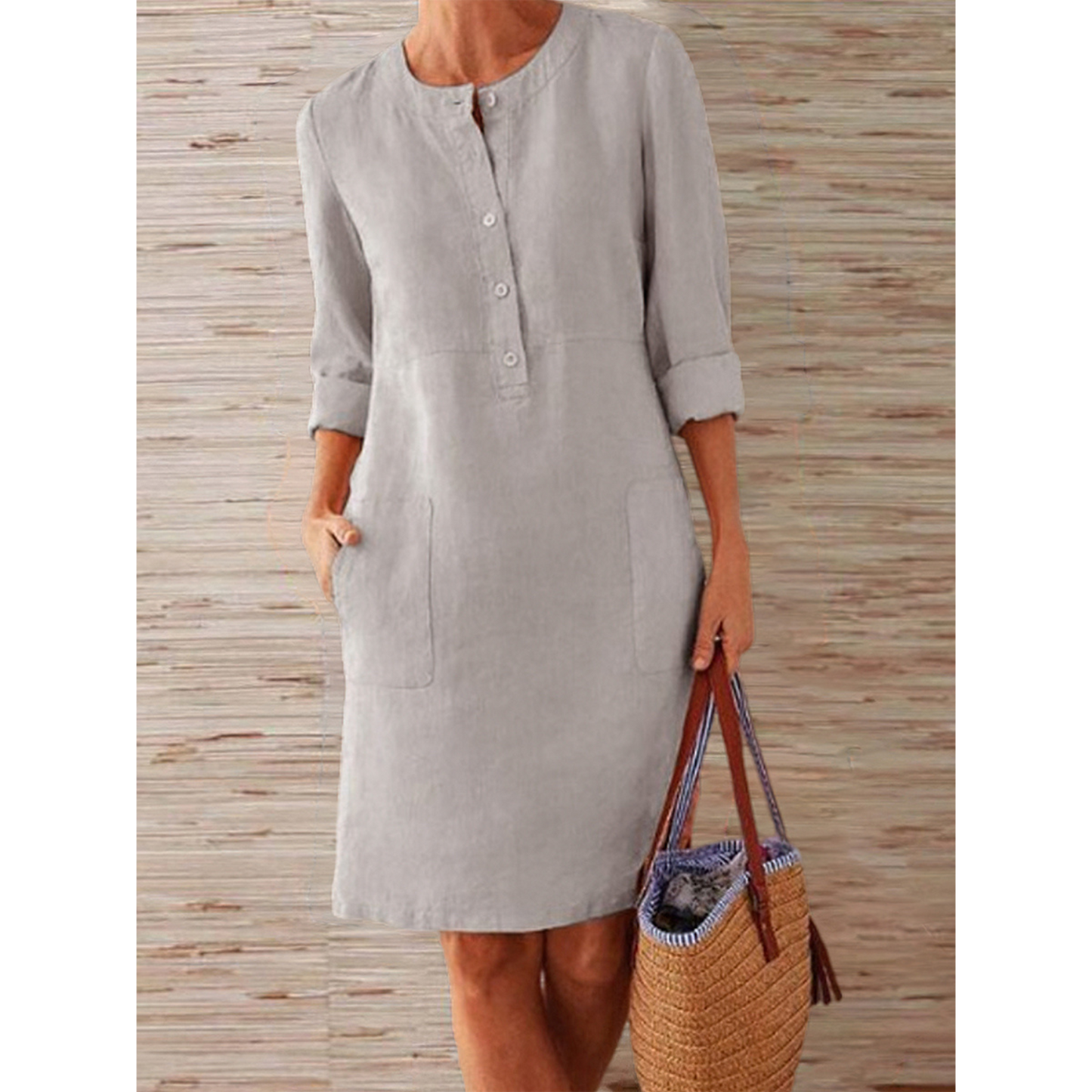 Levoire | Robe En Coton Et Lin Simple Gris