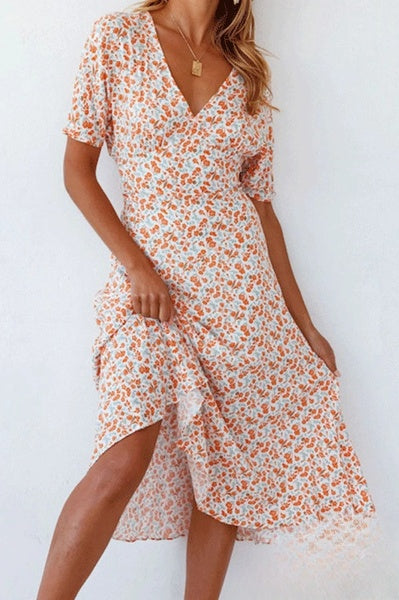 Levoire | Robes trapèze à col en V fendu et imprimé Fashion Street