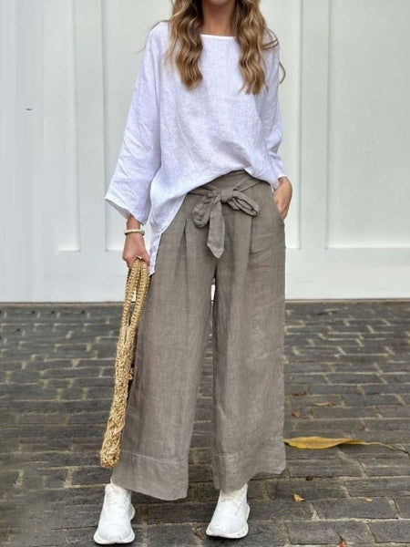 Levoire | Ensemble haut confortable et pantalons -série Blanc Khaki