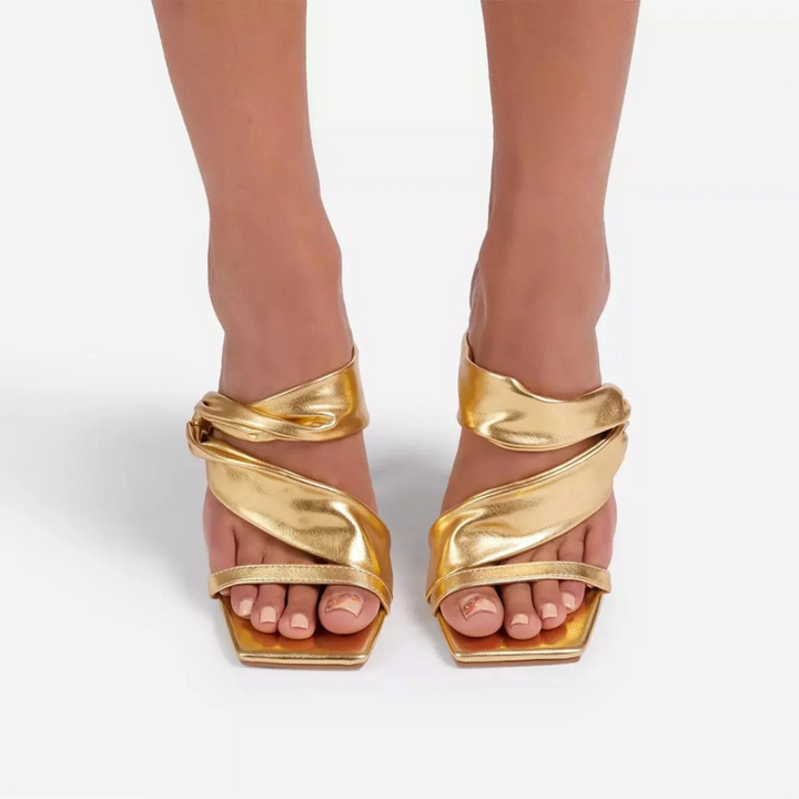 Levoire | Sandales À Levoire | Talons À Bouts Carrés Pour - Femmes - Formelles L'Or