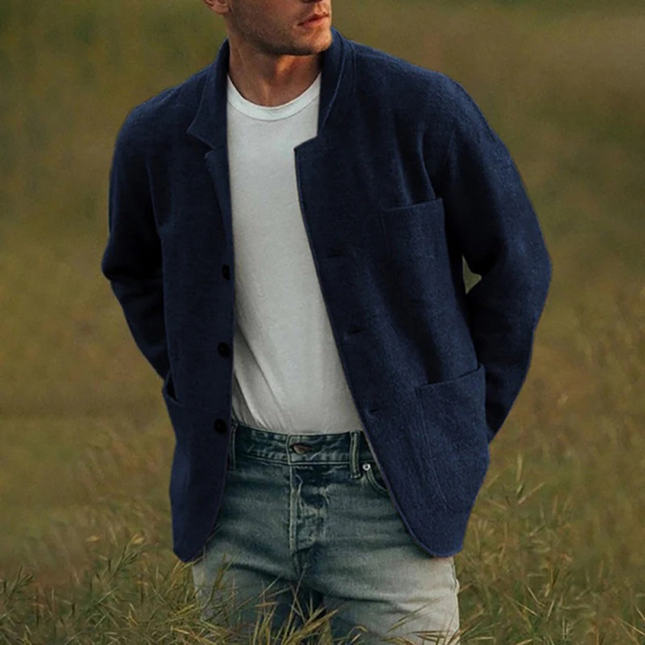 Levoire | Cardigan Décontracté En Tricot Avec Boutons Bleue