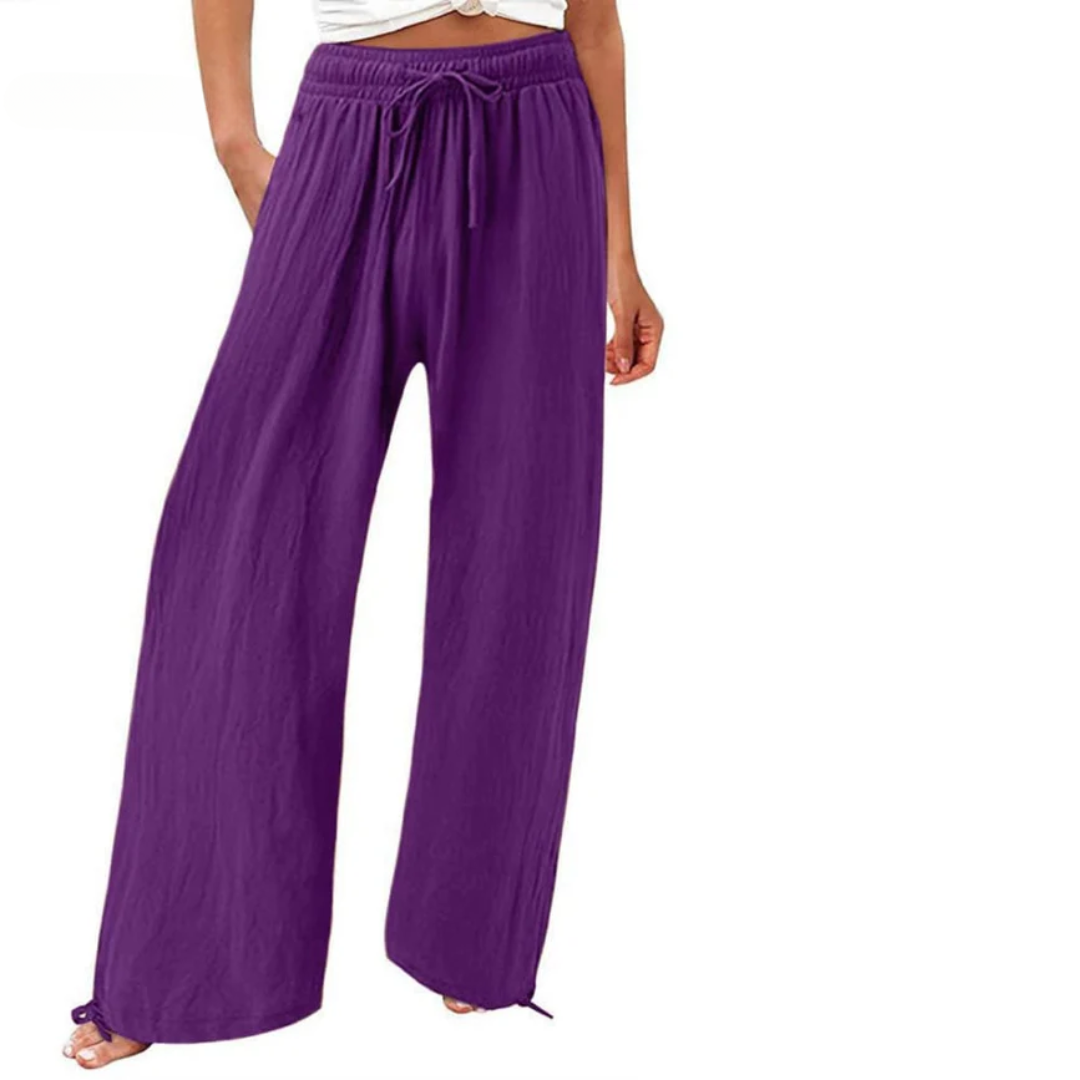 Levoire | Pantalons De Loisirs En Coton Et Lin Pour Femmes Lila