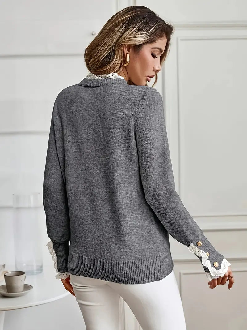Levoire | Pull Femme Avec Encolure Ronde Et Joli Design De Manches Et Col